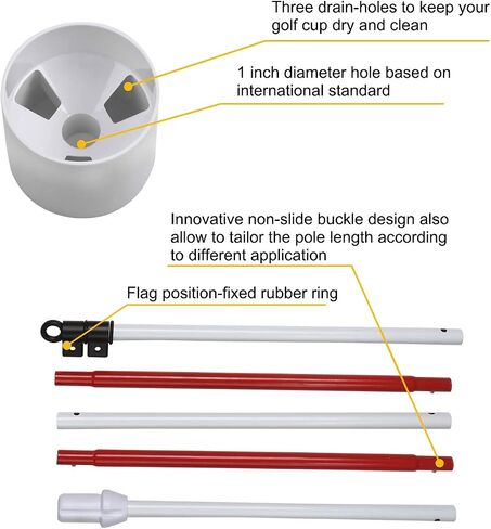 KINGTOP Golf Flagstick 6ft, Portable Five-Section Design for Backyard Practice Putting Green, Driving Range Golf Pin Flag Hole Cup Set, Gift Idea in Saudi Arabia