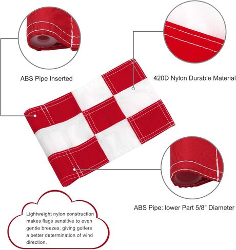 KINGTOP Checkered Golf Flag All 8x6 Inch – 420D Nylon, Tube Inserted – Mini Practice Putting Green Flags for Yard in Kuwait