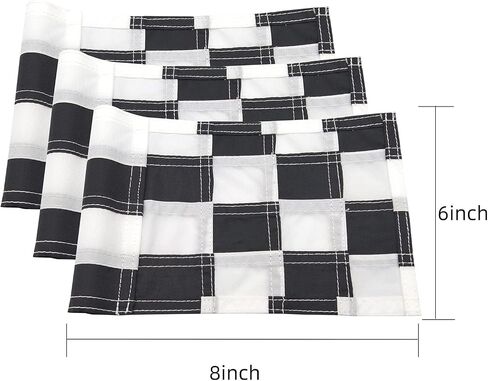 Checkered Golf Flags with Tube Inserted,8" L x 6"H Mini Putting Green Flags for Yard Indoor Outdoor Backyard Garden, 420D Nylon Pin Flag (Black/White,3sets) in Saudi Arabia