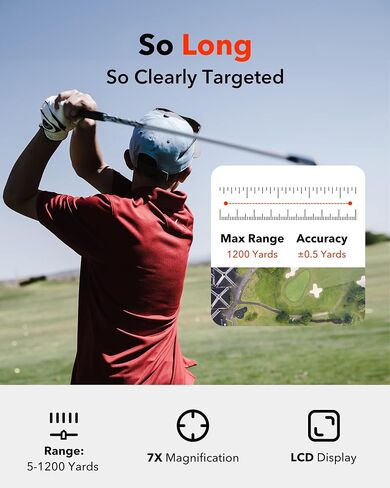 REDTIGER Golf Rangefinder with Slope, 1200 Yards Laser Range Finder Golfing, 7X Magnification, Flag Pole Locking Vibration, Rechargeable Range Finders with Magnet Stripe in Saudi Arabia