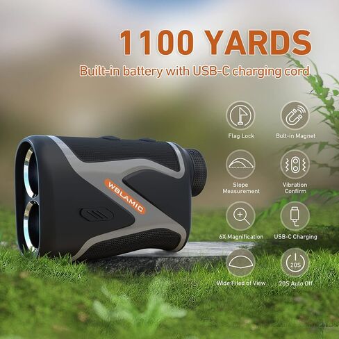 1100 Yards Golf Rangefinder with Slope, WBLAMIC Type-C Recharging Golf Range Finder for Golf & Hunting with Flag Pole Lock Vibration, 6X Magnification, ±1 Yard Accuracy, External Slope Switch in Saudi Arabia