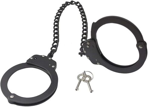Yoghourds Metal Long Handcuffs - Sturdy Durable Double Lock Steel LegCuffs, Police Professional Heavy Duty Ankle Handcuffs with 2 Keys & Holster (Black) in Saudi Arabia