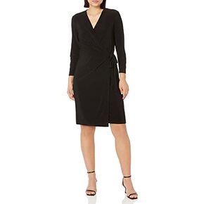 Anne Klein Women's Classic V-Neck Faux Wrap Dress