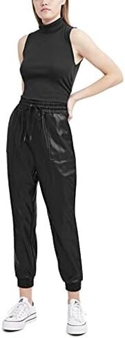 BCBGeneration Women's Faux Leather Joggers with Drawstring in Saudi Arabia