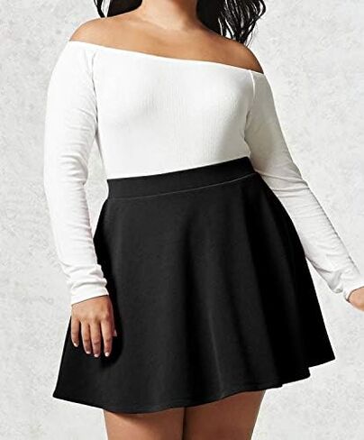 Made By Johnny Women's Basic Versatile Stretchy Flared Casual Mini Skater Skirt XS-3XL Plus Size-Made in USA in Saudi Arabia