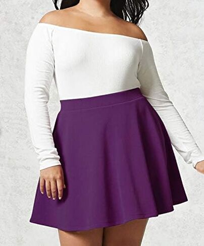 Made By Johnny Women's Basic Versatile Stretchy Flared Casual Mini Skater Skirt XS-3XL Plus Size-Made in USA in Saudi Arabia