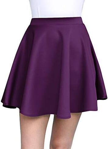Made By Johnny Women's Basic Versatile Stretchy Flared Casual Mini Skater Skirt XS-3XL Plus Size-Made in USA in Saudi Arabia