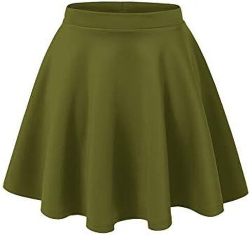 Made By Johnny Women's Basic Versatile Stretchy Flared Casual Mini Skater Skirt XS-3XL Plus Size-Made in USA in Saudi Arabia