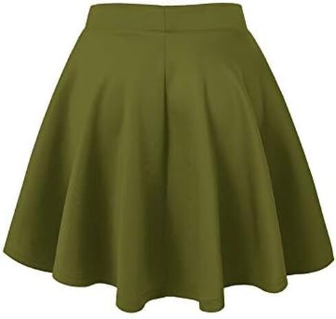 Made By Johnny Women's Basic Versatile Stretchy Flared Casual Mini Skater Skirt XS-3XL Plus Size-Made in USA in Saudi Arabia