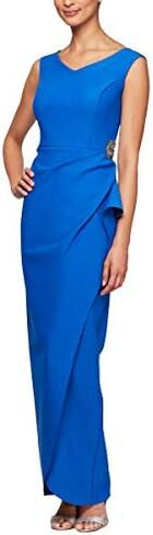 Alex Evenings Women's Slimming Long Side Ruched Dress with Cascade Ruffle Skirt in Saudi Arabia