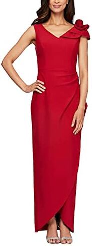 Alex Evenings Women's Slimming Long Side Ruched Dress with Cascade Ruffle Skirt in Saudi Arabia