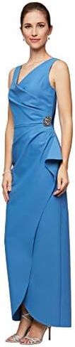 Alex Evenings Women's Slimming Long Side Ruched Dress with Cascade Ruffle Skirt in Saudi Arabia