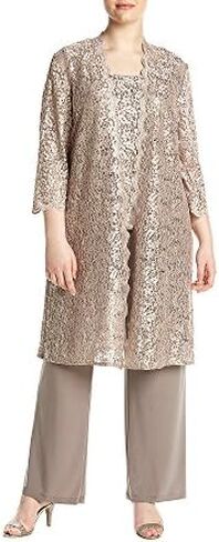 R&M Richards Women's 3 PCE Laced Duster Jacket Shell and Solid Pant in Kuwait