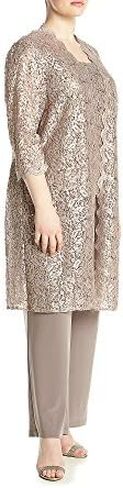 R&M Richards Women's 3 PCE Laced Duster Jacket Shell and Solid Pant in Kuwait