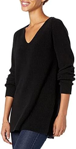 Goodthreads Women's Cotton Shaker Stitch Deep V-Neck Sweater in Saudi Arabia