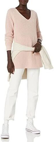 Goodthreads Women's Cotton Shaker Stitch Deep V-Neck Sweater in Saudi Arabia