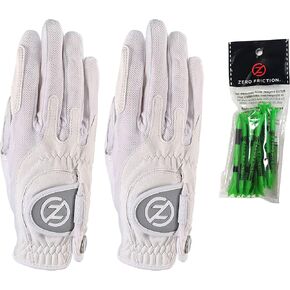 Zero Friction Ladies Compression-Fit Synthetic Golf Glove 2 Pack, Includes free tee pack, Universal-Fit