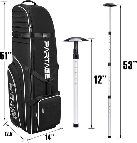 Partage Golf Travel Bag with Wheels, Golf Travel Case for Airlines, 900D Heavy Duty Oxford -Black in Saudi Arabia