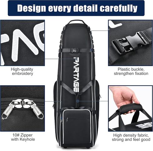 Partage Golf Travel Bag with Wheels, Golf Travel Case for Airlines, 900D Heavy Duty Oxford -Black in Saudi Arabia