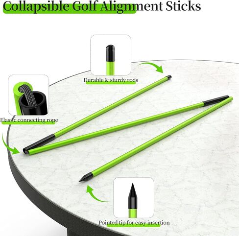 MoKo Golf Alignment Stick, 2 Set Golf Alignment Rods, 48" Collapsible Alignment Stick Golf Training Aid for Aiming, Putting, Posture Corrector, Golf Practice Sticks with Clear Tube Case in Saudi Arabia