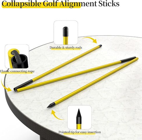 MoKo Golf Alignment Stick, 2 Set Golf Alignment Rods, 48" Collapsible Alignment Stick Golf Training Aid for Aiming, Putting, Posture Corrector, Golf Practice Sticks with Clear Tube Case in Saudi Arabia