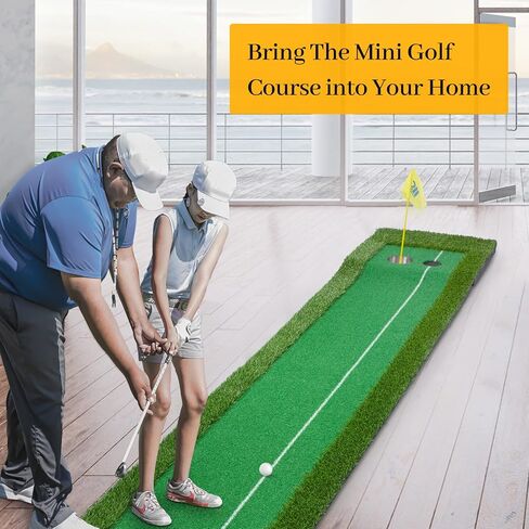حصيرة الجولف الخضراء للاستخدام الداخلي والخارجي - معدات التدريب على ملعب الجولف الصغير، ملحقات الجولف هدية للرجال والنساء في ساحة المنزل والمكتب، 1.6 × 10 أقدام in Kuwait