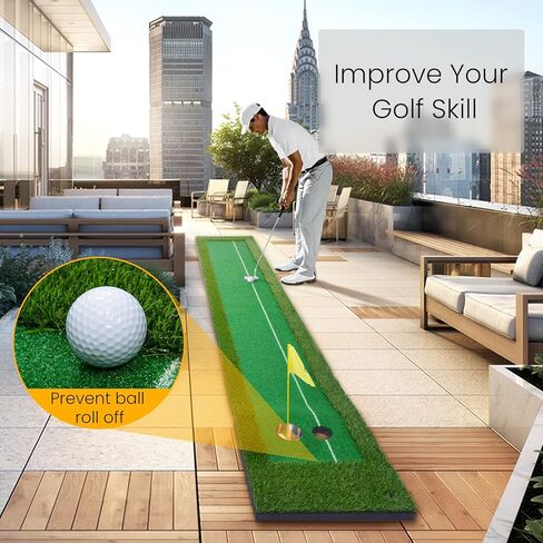 حصيرة الجولف الخضراء للاستخدام الداخلي والخارجي - معدات التدريب على ملعب الجولف الصغير، ملحقات الجولف هدية للرجال والنساء في ساحة المنزل والمكتب، 1.6 × 10 أقدام in Kuwait