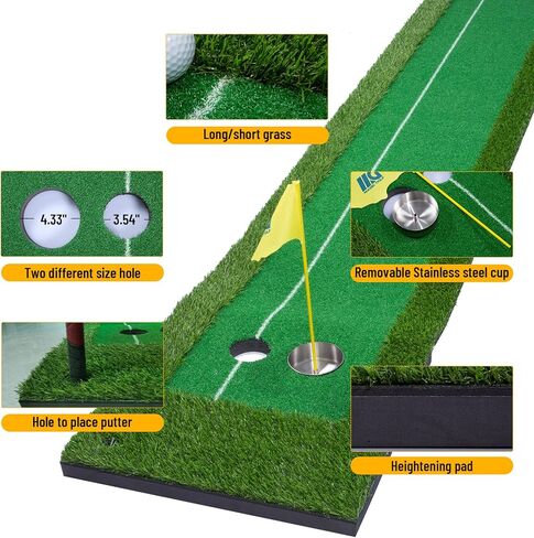 حصيرة الجولف الخضراء للاستخدام الداخلي والخارجي - معدات التدريب على ملعب الجولف الصغير، ملحقات الجولف هدية للرجال والنساء في ساحة المنزل والمكتب، 1.6 × 10 أقدام in Kuwait