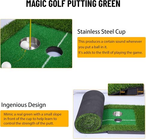 حصيرة الجولف الخضراء للاستخدام الداخلي والخارجي - معدات التدريب على ملعب الجولف الصغير، ملحقات الجولف هدية للرجال والنساء في ساحة المنزل والمكتب، 1.6 × 10 أقدام in Kuwait