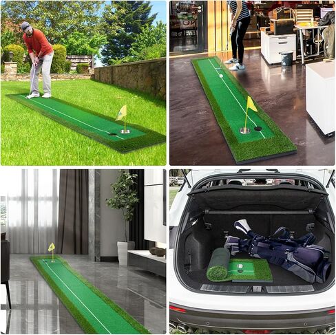 حصيرة الجولف الخضراء للاستخدام الداخلي والخارجي - معدات التدريب على ملعب الجولف الصغير، ملحقات الجولف هدية للرجال والنساء في ساحة المنزل والمكتب، 1.6 × 10 أقدام in Kuwait