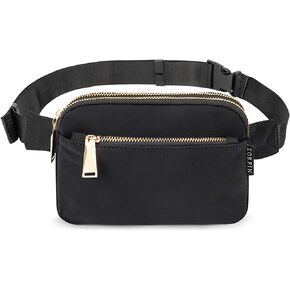 ZORFIN Fanny Packs for Women Men: Crossbody Belt Bag with Adjustable Strap - Fashion Waist Packs for Workout Running Traveling Hiking Black
