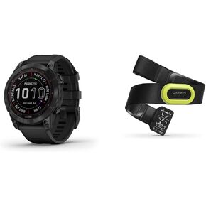 Garmin fenix 7X Sapphire Solar, Larger sized adventure smartwatch, with Solar Charging Capabilities, rugged outdoor watch with GPS, touchscreen, wellness features, black DLC titanium with black band