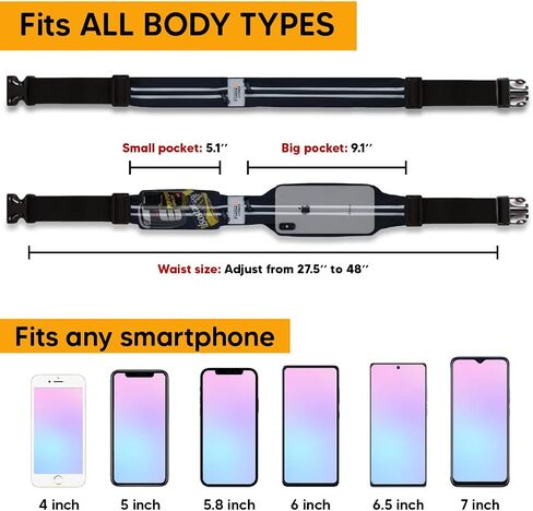 WATER-RESISTANT Running belt FOR MEN, Running fanny pack WOMEN, Running phone holder FITS MOST CELL PHONE, Running waist packs, REFLECTIVE Phone holder for running, Running bag, Money belt in Saudi Arabia