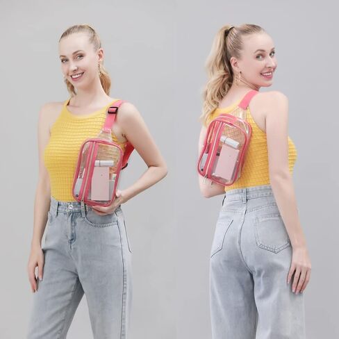 Clearworld Clear Fanny Pack للنساء والرجال، حزمة خصر معتمدة من الاستاد مع حزام قابل للتعديل، حقيبة حزام عصرية للمهرجانات، والألعاب، والسفر والحفلات الموسيقية in Kuwait