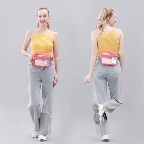 Clearworld Clear Fanny Pack للنساء والرجال، حزمة خصر معتمدة من الاستاد مع حزام قابل للتعديل، حقيبة حزام عصرية للمهرجانات، والألعاب، والسفر والحفلات الموسيقية in Kuwait