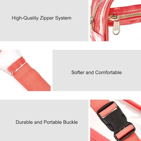 Clearworld Clear Fanny Pack للنساء والرجال، حزمة خصر معتمدة من الاستاد مع حزام قابل للتعديل، حقيبة حزام عصرية للمهرجانات، والألعاب، والسفر والحفلات الموسيقية in Kuwait