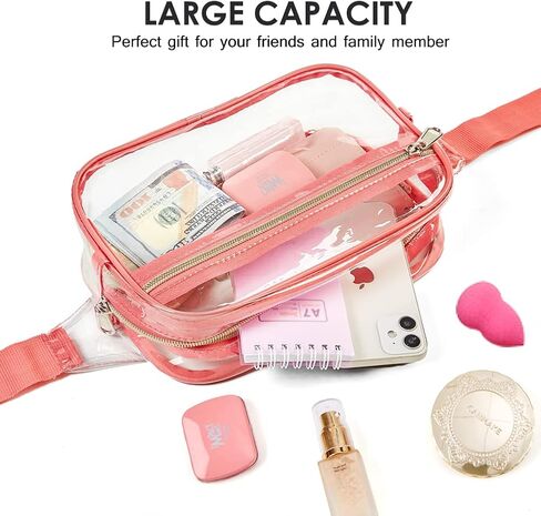 Clearworld Clear Fanny Pack للنساء والرجال، حزمة خصر معتمدة من الاستاد مع حزام قابل للتعديل، حقيبة حزام عصرية للمهرجانات، والألعاب، والسفر والحفلات الموسيقية in Kuwait