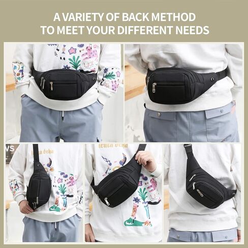 DAITET Crossbody Fanny Pack للرجال والنساء، حقيبة خصر كبيرة وحقيبة الورك مع حزام قابل للتعديل للتمرين في الهواء الطلق والسفر والجري والمشي لمسافات طويلة وركوب الدراجات in Kuwait