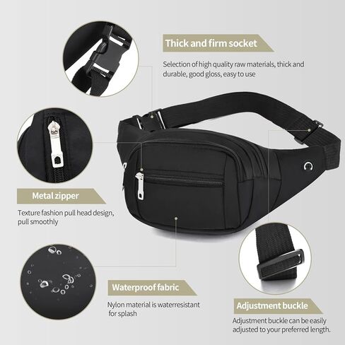 DAITET Crossbody Fanny Pack للرجال والنساء، حقيبة خصر كبيرة وحقيبة الورك مع حزام قابل للتعديل للتمرين في الهواء الطلق والسفر والجري والمشي لمسافات طويلة وركوب الدراجات in Kuwait