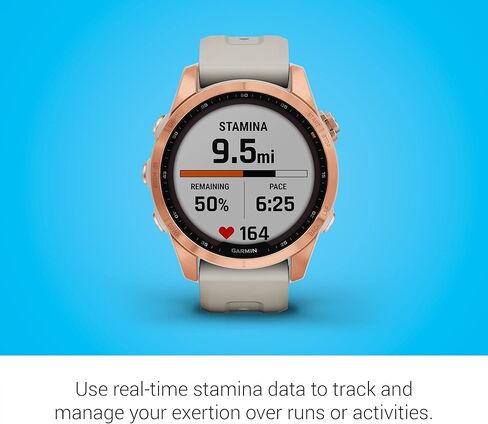 Garmin fenix 7 Sapphire Solar، ساعة ذكية للمغامرة، مع إمكانيات الشحن بالطاقة الشمسية، ساعة خارجية متينة مع نظام تحديد المواقع العالمي (GPS)، شاشة تعمل باللمس، ميزات العافية، سوار من الحجر الأبيض المصنوع من التيتانيوم DLC باللون الأزرق المعدني in Kuwait