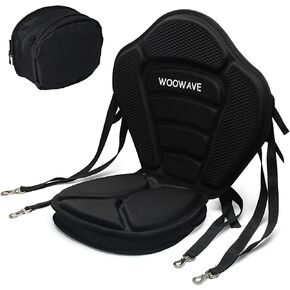مقعد WOOWAVE Kayak سميك مبطن ومقعد قارب قابل للتعديل ومقعد صيد مبطن وظهر عالٍ مريح ودعم مسند الظهر مع حقيبة تخزين خلفية قابلة للفصل للجلوس العالمي in Kuwait