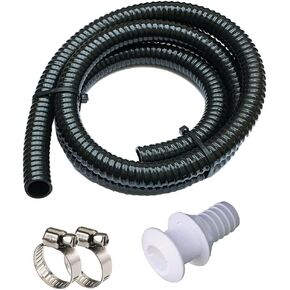Bilge Pump Installation Kit Bilge Pump Hose 1-1/8-Inch Dia Plumbing Kit | 6 FT Premium Quality Kink-free Flexible PVC Hose | Includes 2 Hose Clamps and Thru-Hull Fitting