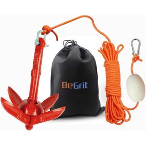 BeGrit Kayak Anchor Small Boat Anchor Folding Marine Anchor for Fishing,Kayak,Paddle Board,Canoe,Jet Ski, with 32.8 ft Anchor Tow Rope Carrying Bag