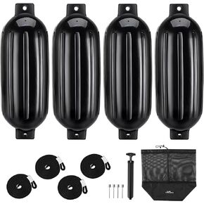 Affordura Boat Fender 4 Pack مصدات القوارب المصدات مع 4 حبال، مصدات القوارب لمصدات القوارب العائمة القابلة للنفخ
