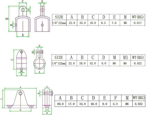 تركيب الأجهزة العلوية للقارب بيميني 7/8 بوصة، 6 × غطاء نهاية العين العلوي بيميني، 4 × شريحة فك بيميني، 2 × مفصلات سطح بيميني مع مسامير in Kuwait