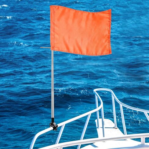 علم قارب برتقالي - علم سلامة قارب قابل للتعديل 64 انش علم تزلج على الماء مع حامل ثابت وعمود علم متين علم سلامة متزلج للسباحين معدات السلامة in Kuwait