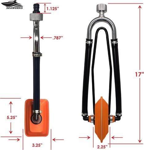 Seaworks Dual Feed Muff Style Heavy Duty Steel Boat Motor Flusher | Use for Antifreeze Winterization or Common Water Flush | 5/8 Inch Standard Garden Hose Connection (Orange) in Saudi Arabia