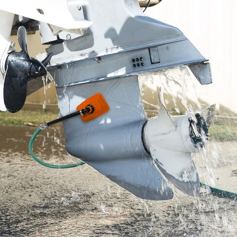 Seaworks Dual Feed Muff Style Heavy Duty Steel Boat Motor Flusher | Use for Antifreeze Winterization or Common Water Flush | 5/8 Inch Standard Garden Hose Connection (Orange) in Saudi Arabia