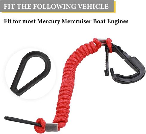 سلك حبل لمفتاح إيقاف القفل لسلامة محرك القارب للمحرك الخارجي Mercury-Mercruiser - يستبدل 8M0092849 15920T54 15920A54 15920Q54، بطول 36 بوصة/90 سم in Kuwait