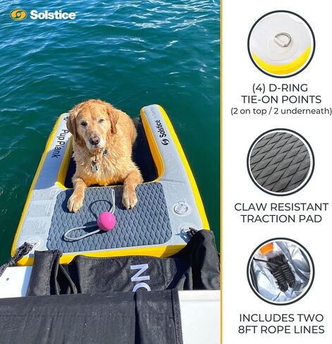 SOLSTICE ORIGINAL Inflatable Pup Plank Dog Float Floating Ramp Ladder For Pools Boats Docks | Dog On Water Ladder Steps | For Swimming Pets Up To 200 Pounds | Claw Friendly Safe & Easy For Large Dogs in Saudi Arabia